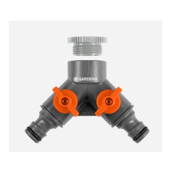 Gardena 2-vägskran med adapter 1/2"-3/4"