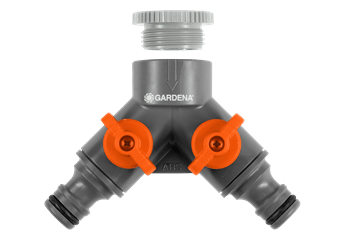 Gardena 2-vägskran med adapter 1/2"-3/4"